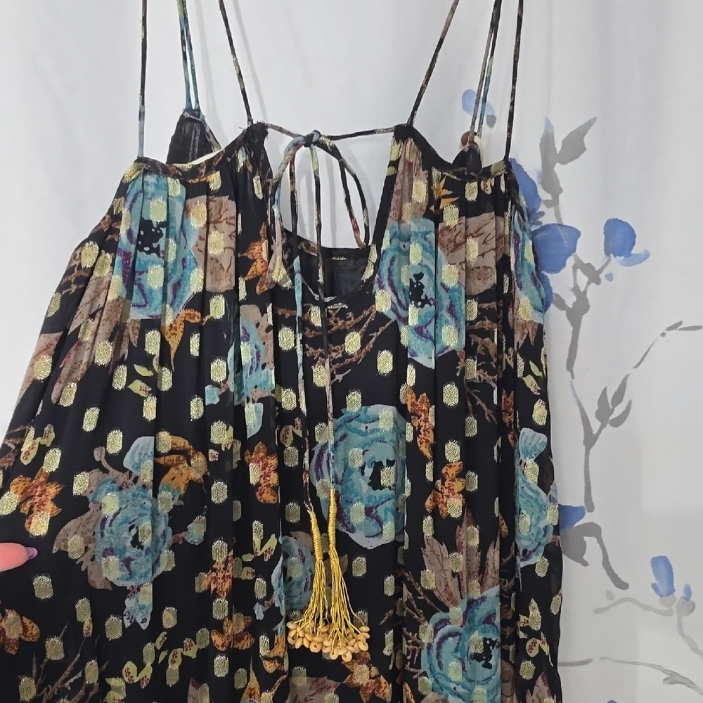 NATURAL LIFE Black Maxi Dress with Blue Floral Design - Picture 6 of 9